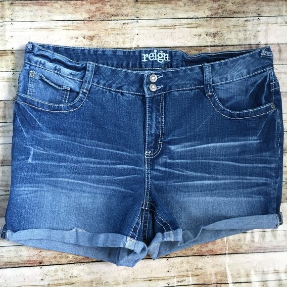 Reign Pants - Reign Embellished Cuffed Jean Shorts Size 20